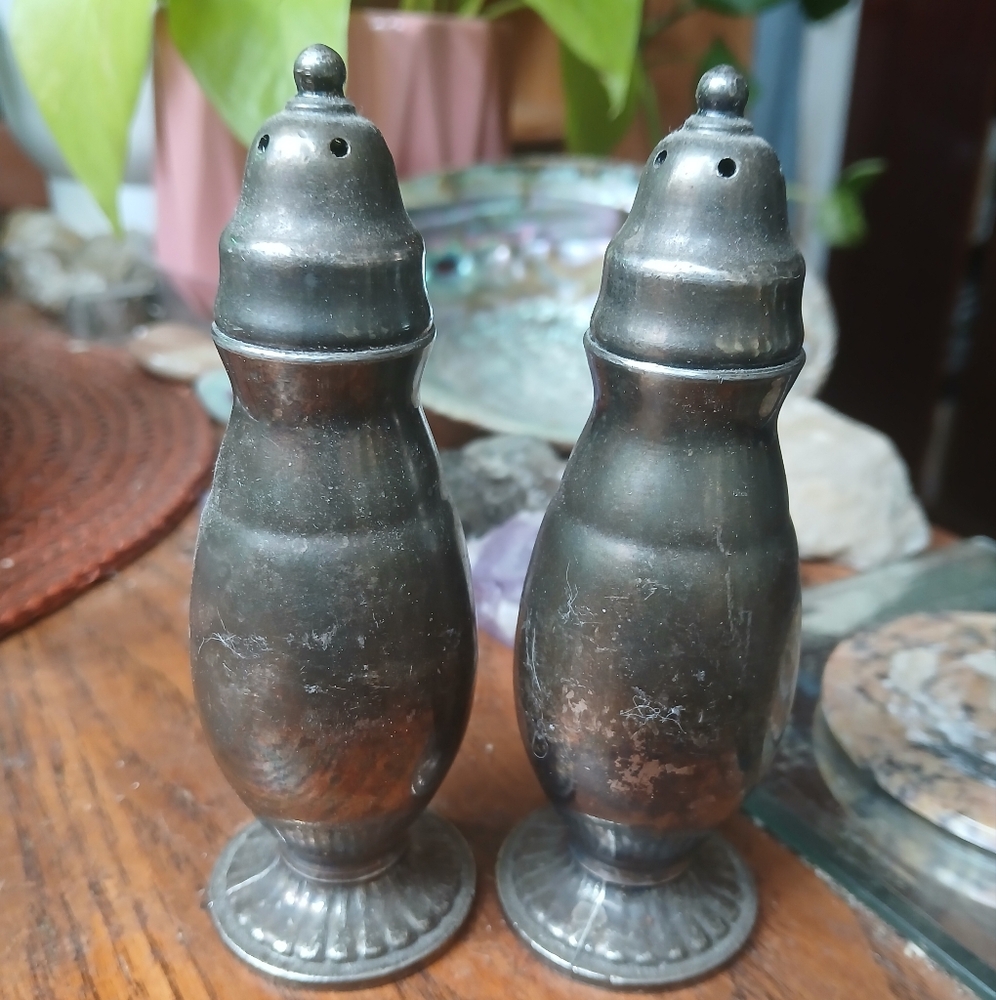 Vintage Silver Salt And Pepper Shakers MID  CENTURY collectible Decor
